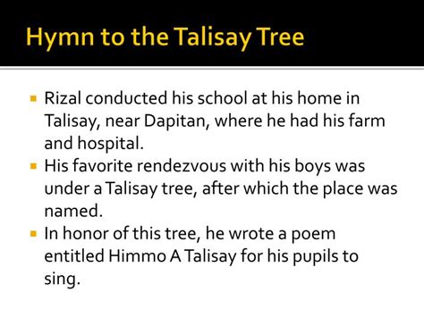 hymn to talisay|Hymn to the Talisay Tree .